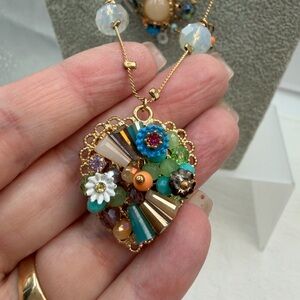 Betsey Johnson Multicolor Floral Pendant Necklace